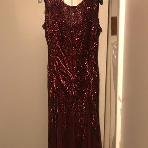 Red floor length dress size 8